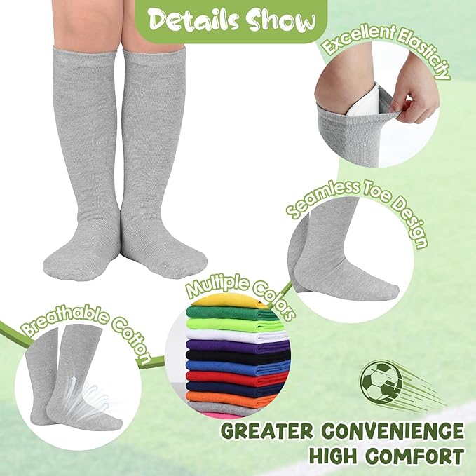 American Trends 2 Pairs Baseball Soccer Socks Youth Boy Girl Kids Toddler Softball Football Tball Socks Knee High Accessories