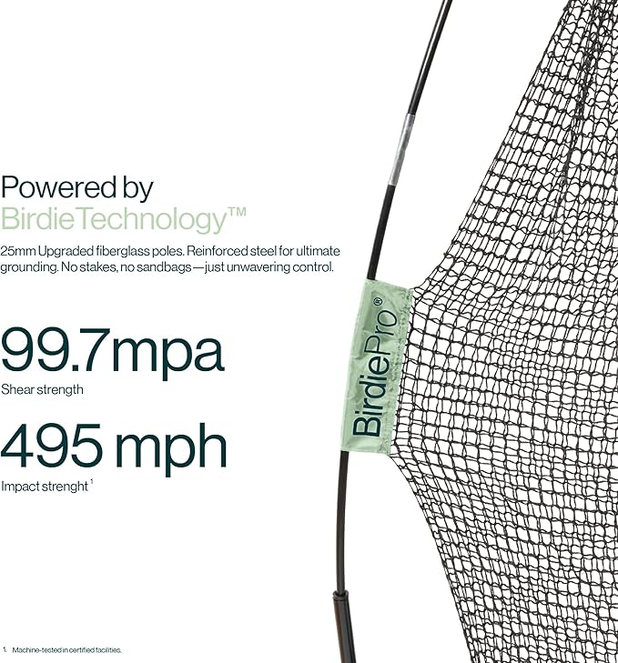 BirdiePro® - American Pro Golf Practice Net, 10x7ft Heavy Duty Golf Hitting Net with EchoShield™ Target & FlexWeave™ Net, Indoor Outdoor Training Backyard, Full Set with Mat, Balls & Cap