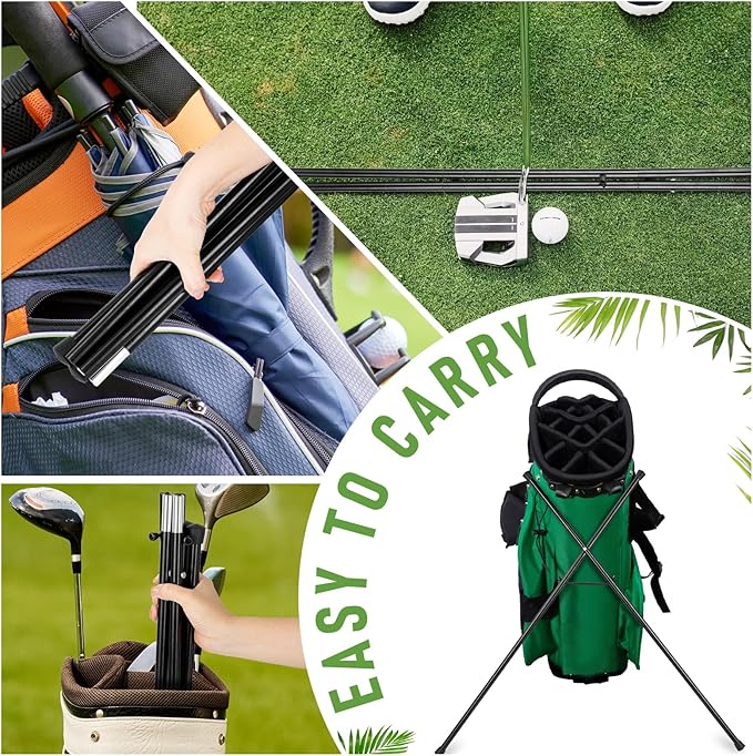 Black Golf Bag Stand Attachment with Screw and Carry Bag - Strengthen Alluminum Alloy Foldable Golf Stand Legs Only - Easy Carry Portable Stand for Golf Bag - Attachable Golf Club Bag Accessories