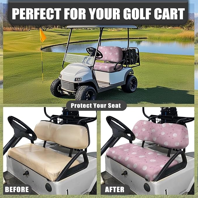 Yewatlles Pink Golf Equipment Golf Cart Seat Covers, Blanket for Golf Cart, Universal Golf Cart Seat Towel Fits Golf Car, Club Car, More Golf Carts