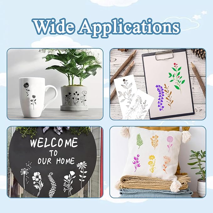 36 Pieces Flower Stencils for Painting on Walls, Reusable Floral Stencils - Image 3