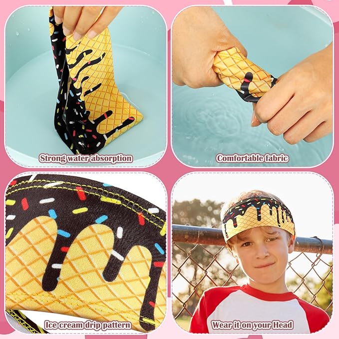 Soulchen Ice Cream Drip Baseball Headbands and Sports Wristbands for Athletes Baseball Football Basketball Running Gym Party Favors Suitable for Team Men Women