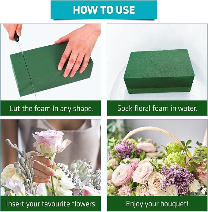 3 PCS Wet Floral Foam Blocks for Fresh Flowers, Each Green Foam for Flower - Image 3
