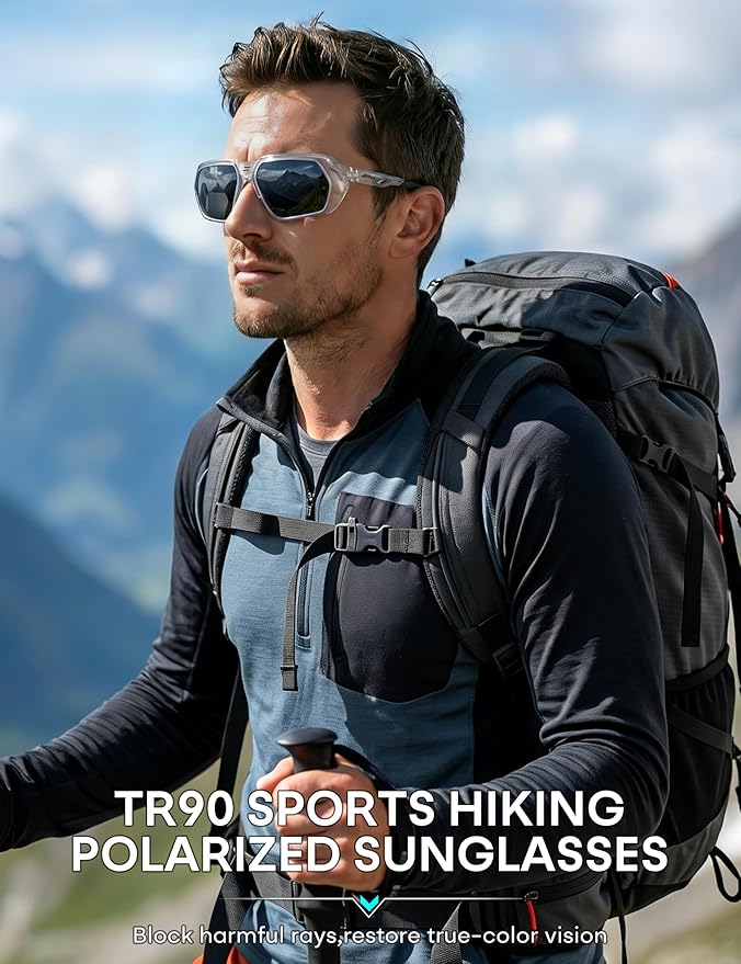 ATTCL Sports Polarized Sunglasses for Men: Womens UV400 Protection, Lightweight Wrap Around TR90 Frame for Fishing Golf