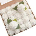 Floroom Artificial Dahlia Flowers 25pcs Real Looking White Foam Fake Roses by Floroom