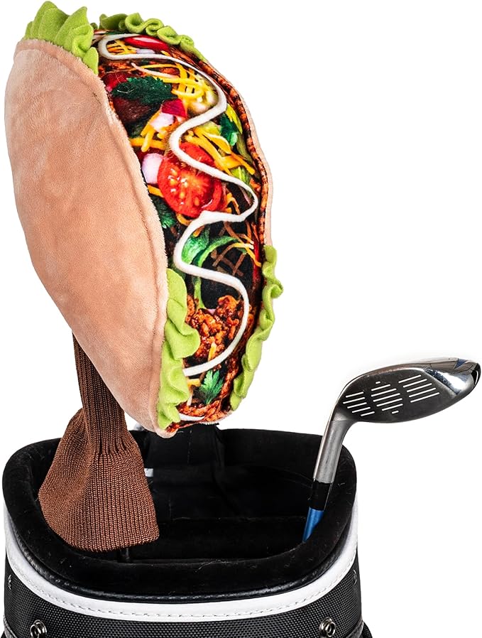 Daphne's Taco Golf Headcover - Fits Up to 460cc Driver - Yellow, Floral Pattern - Plush Material - Golf