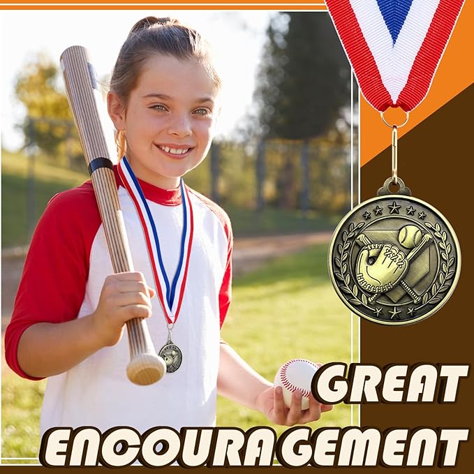 Misdary 12 Pack Medals with Neck Ribbons Team Participation Trophies for Kids Sports Awards Party Favors for Sports Competitions Celebration Gift