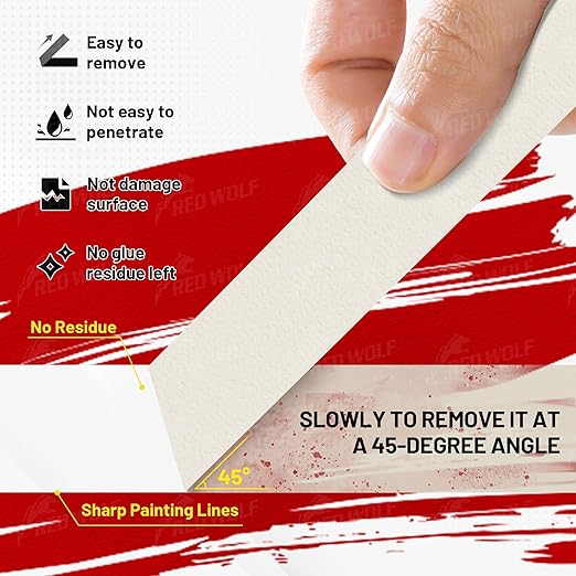 RED WOLF 0.94" x 60 Yards Masking Tape 6 Pack, General Purpose - Image 2