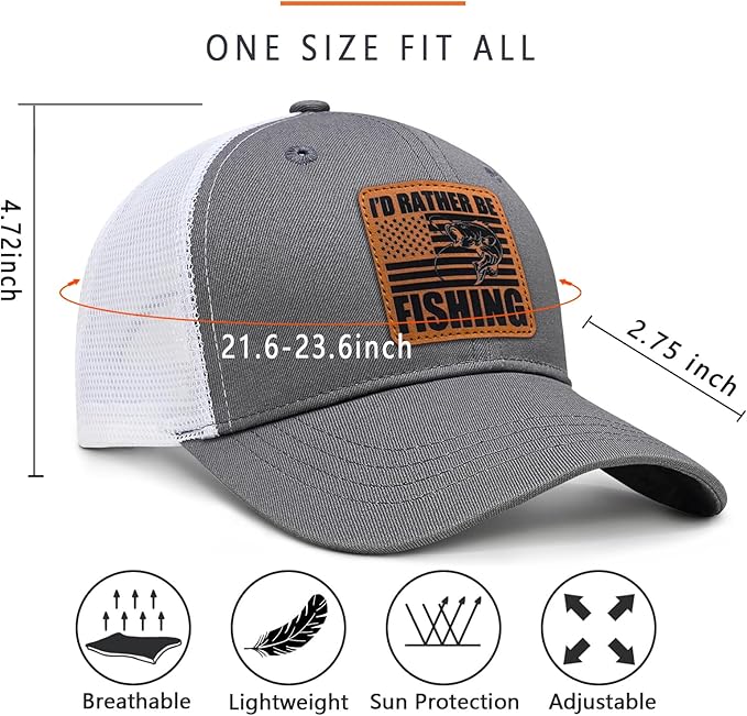 Fishing Hat Fishing Gifts for Men Bass Fish Flag Gear Accessories Stuff Trucker Hat Snapback Baseball Cap