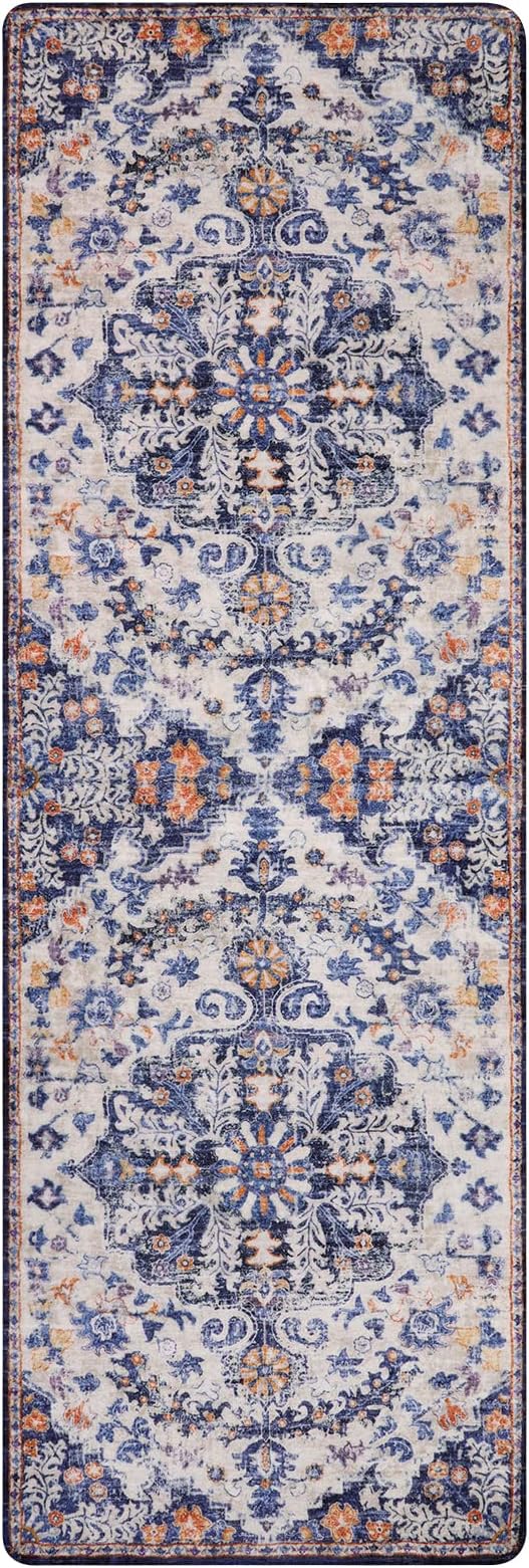 Lahome 2x6 Blue Washable Hallway Runner Rug, Bohemian Floral Medallion Kitchen - Image 8