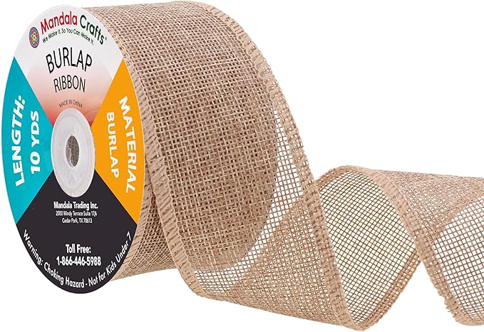 Mandala Crafts Natural Burlap Ribbon 2 Inches Wide Jute Ribbons by MandalaCrafts