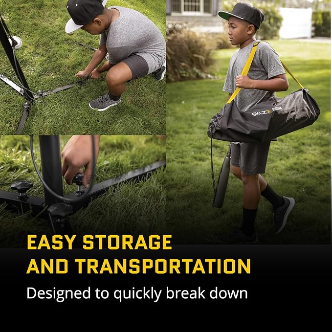 SKLZ Hit-A-Way Youth Baseball Swing Trainer, Portable Solo Batting Practice with Stand, Tethered Ball for Hitting Drills, Ages 13 and Under