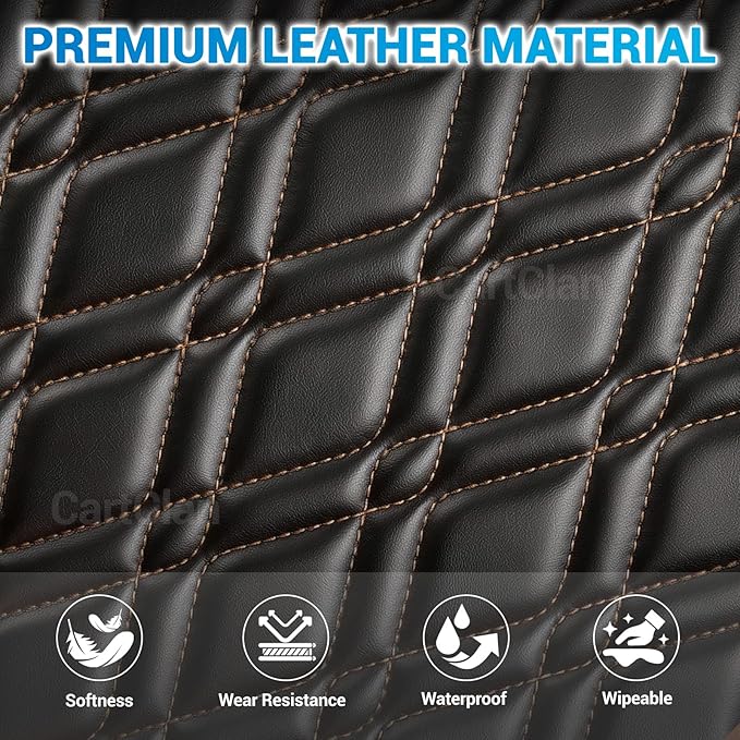 Golf Cart Seat Covers Suitable for 2000.5-UP Club Car DS Standard Front Seat Cushion, Golf Cart Front Seat Covers Kit No Drilling & Waterproof (Black PVC Leather & Brown Stitching)