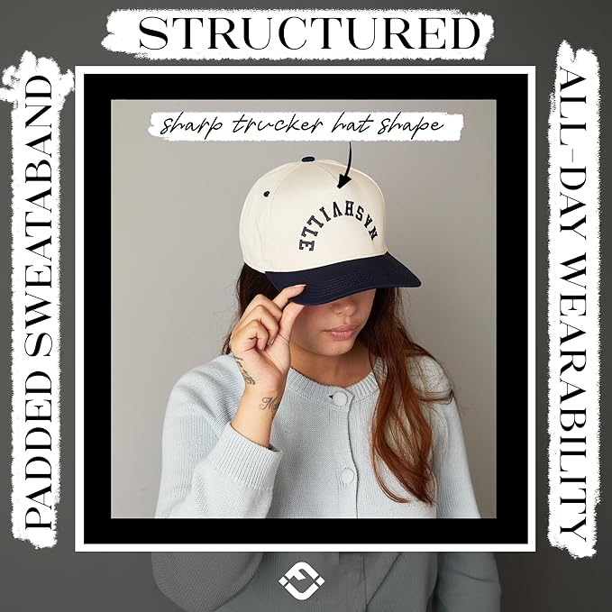 Funky Junque Trucker Hat Women Men 2-Tone Baseball Cap – Vintage Western Style Embroidered Snapback, Premium Cotton Blend