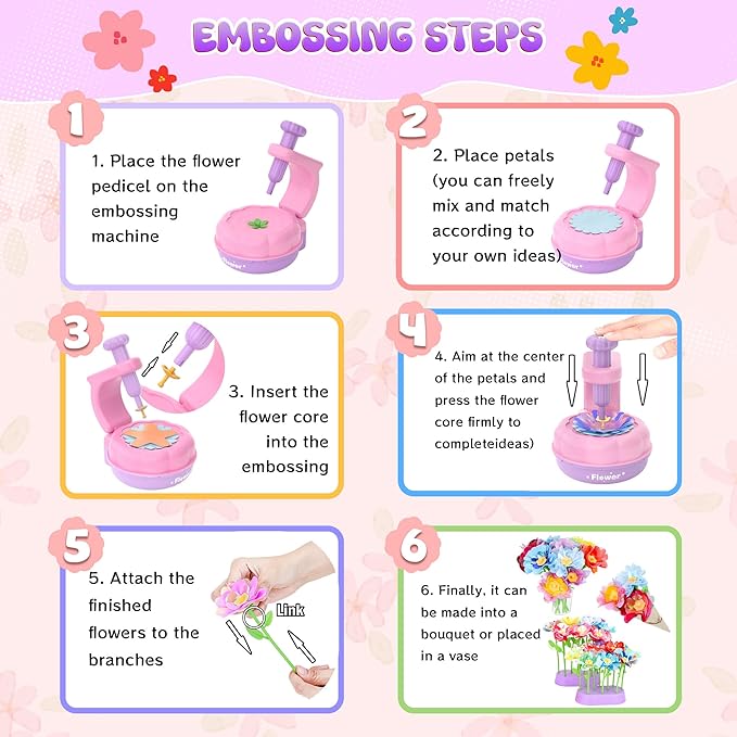 GirlsHome 300+PCS Fabric Flower Bouquets Toys, DIY Flower Crafts Kits - Image 4