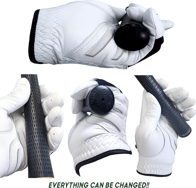 MONKEY GRIP Golf Glove Bearing Capacity Non Slip No Slice pad Premium Leather Power Pad Left Hand, MAN-Small, White