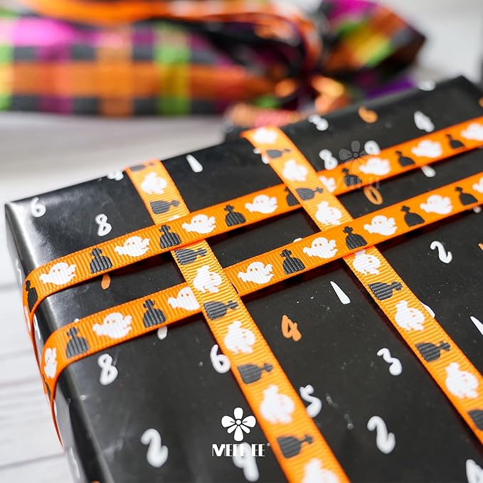 MEEDEE 3/8 inch 1 inch Halloween Ribbon Set Spooky October Ribbon Assortment 5 - Image 4