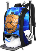 MATEIN Baseball Backpack, Softball Bat Bag with Shoes Compartment for Youth, Boys and Adult, Lightweight Baseball Bag with Fence Hook Hold TBall Bat, Batting Mitten, Helmet, Caps, Teeball Gear