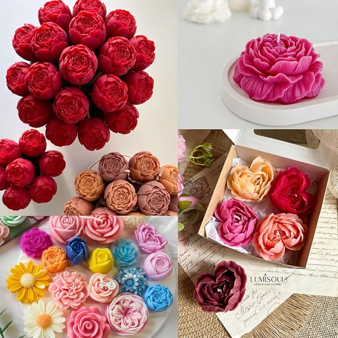 6PCS Flower Silicone Molds Set, 3D Rose Flower Silicone Fondant Mold Valentine - Image 8