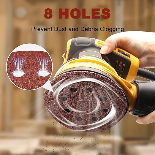 165 PCS 5 Inch Sanding Discs, 8 Hole Hook and Loop Round Sandpaper - Image 6