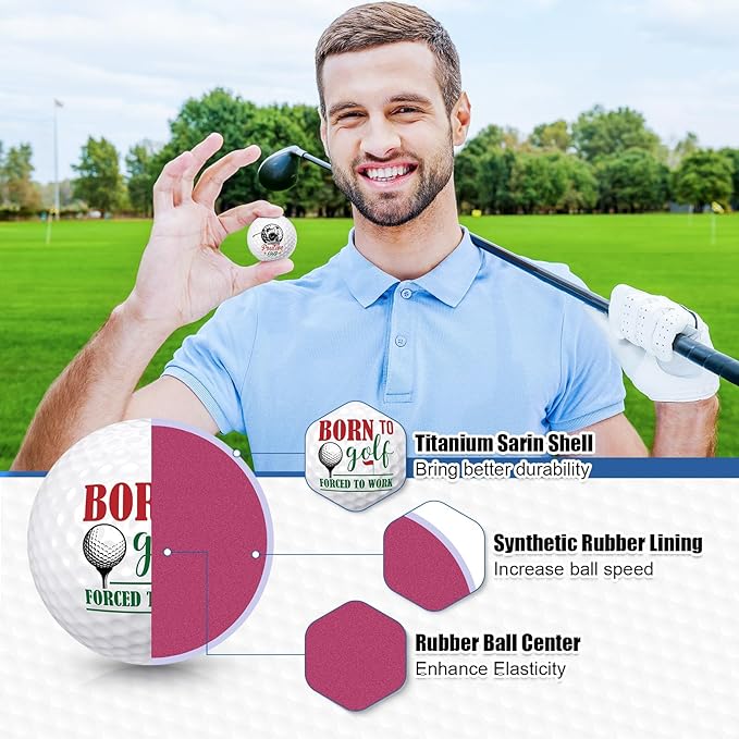 MiniInflat 19 Pcs Funny Golf Balls Set for Kids Adults Includes 12 Emoticon Practice Balls 6 Tees and Gift Box Novelty Golf Accessories for Men Women Birthday