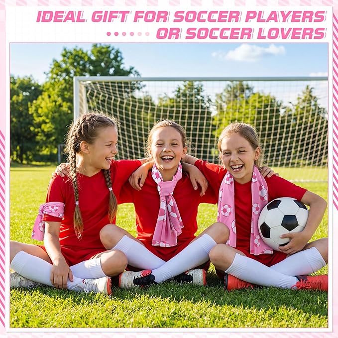 FuWeave 12 Pcs Sports Cooling Towels Baseball Basketball Softball Breathable Soccer Football Volleyball Microfiber Ice Towel Fast Drying for Party Favors Team Gift (Soccer 2,30 x 9 Inch)