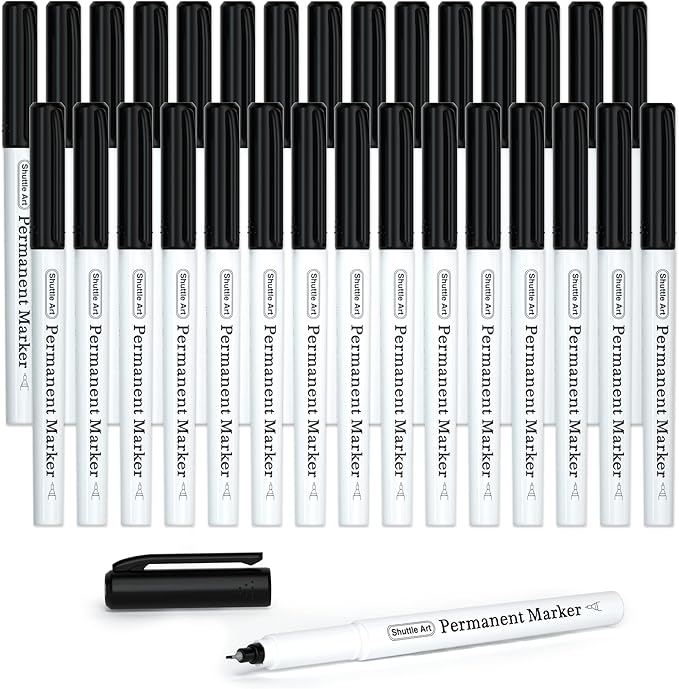 Shuttle Art Permanent Marker, 30 Pack Ultra Fine Point Black Permanent Marker by ShuttleArt