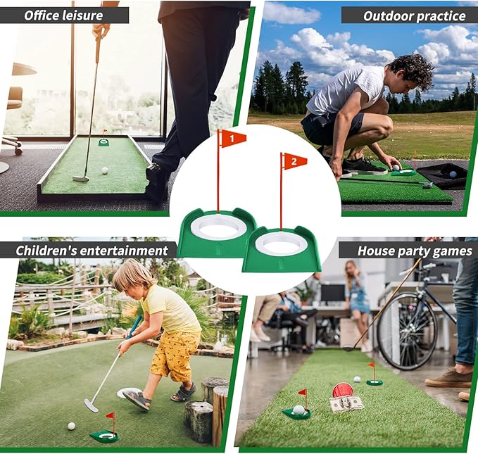Sotiff Golf Putting Practice Cup Hole Training Aids Golf Accessories Training Putters with Plastic Flag for Adult Office Garage Yard Indoor Outdoor Practice