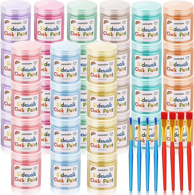 Faccito 36 Pcs Sidewalk Chalk Paint Kit Non Toxic Paint Washable Powdered by Faccito