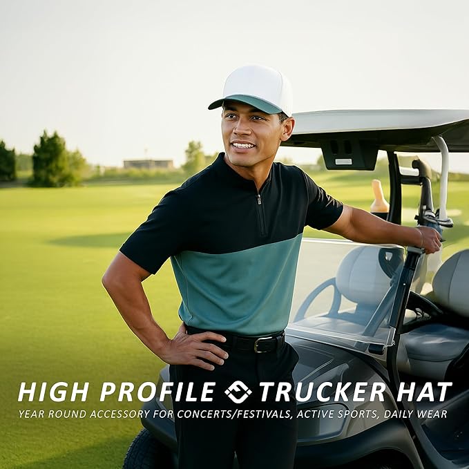 Funky Junque Performance Waterproof Golf Rope Hat – Cool Breathable Workout 5 Panel Snapback Cap for Men