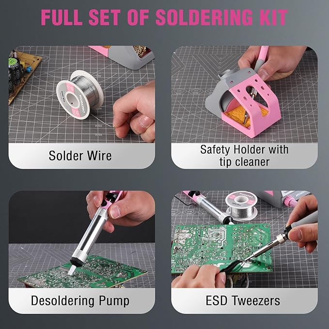 WORKPRO Soldering Station, 60W Soldering Iron Kit Digital Display, 5 Extra Iron - Image 6