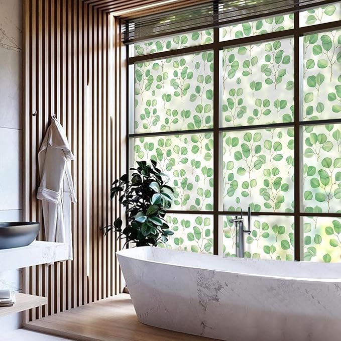 DKTIE Retro Leaves Pattern Two-Way Window Film Privacy Day and Night Window - Image 2