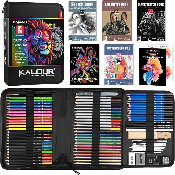 82 Drawing Set Sketching Kit, Art Set by KALOUR+PDAS