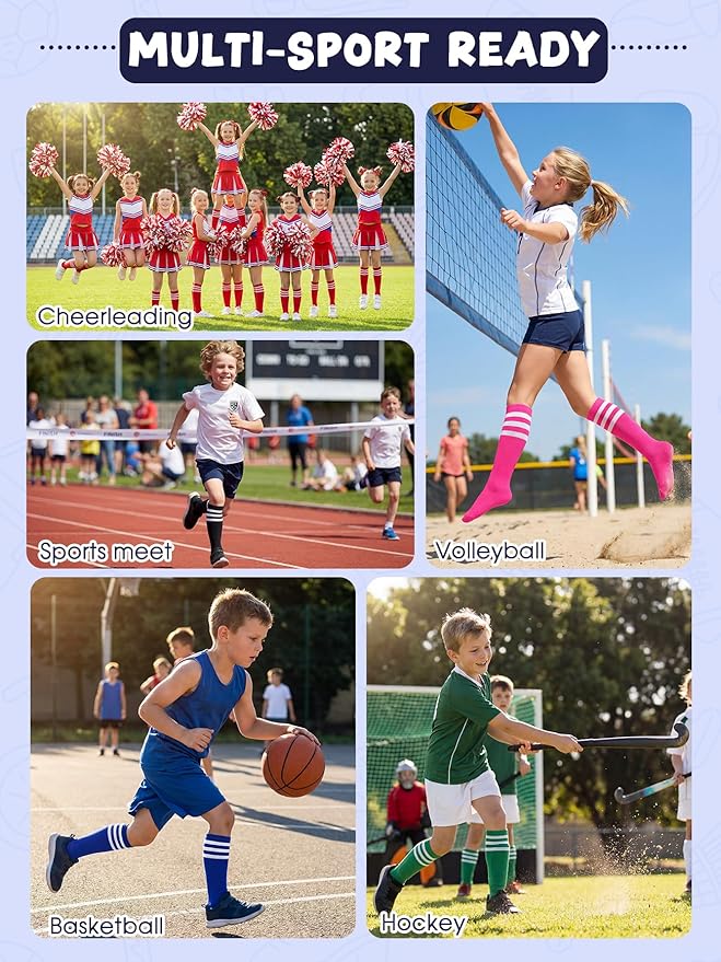 American Trends Kids Toddler Soccer Socks Youth Baseball Softball Football Socks Knee High Accessories for Girls