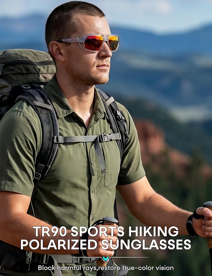 ATTCL Sports Polarized Sunglasses for Men: Womens UV400 Protection, Lightweight Wrap Around TR90 Frame for Fishing Golf
