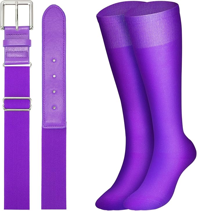 XZQTIVE Baseball Softball Socks and Baseball Softball Belt Combo Set Knee-High Soccer Socks for Kids Youth Adult
