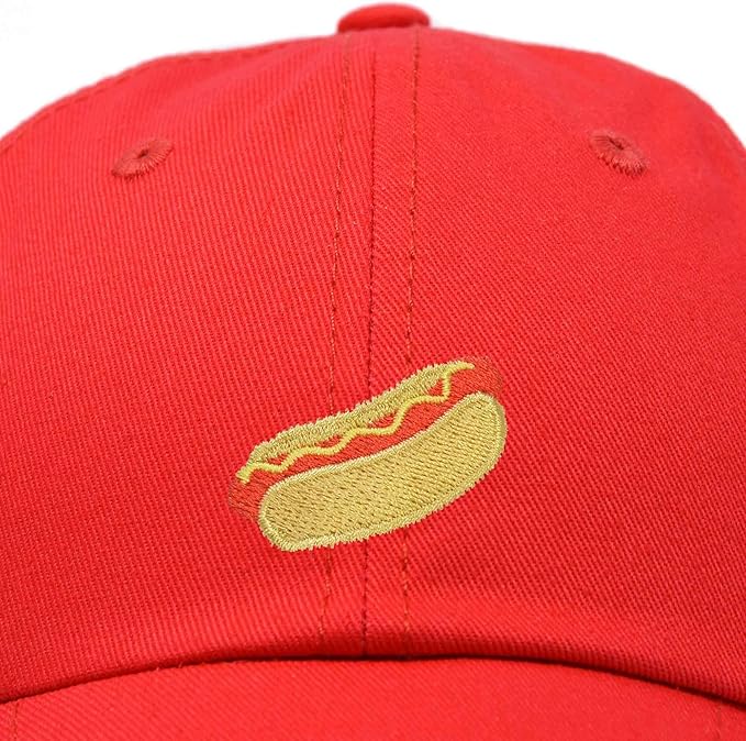 DALIX Hot Dog Hat Embroidered Mens Womens Baseball Cap