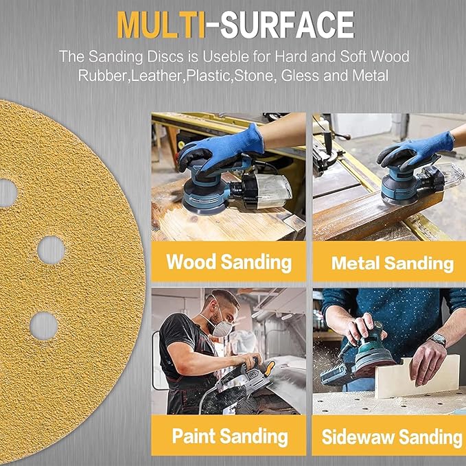 110PCS 5 Inch 8 Hole Sanding Discs - Image 4