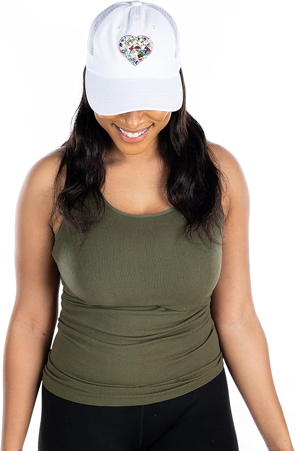 Funky Junque Trucker Hat for Women – Distressed Low Profile Western Camo Baseball Cap with Mesh, Trendy and Adjustable Fit