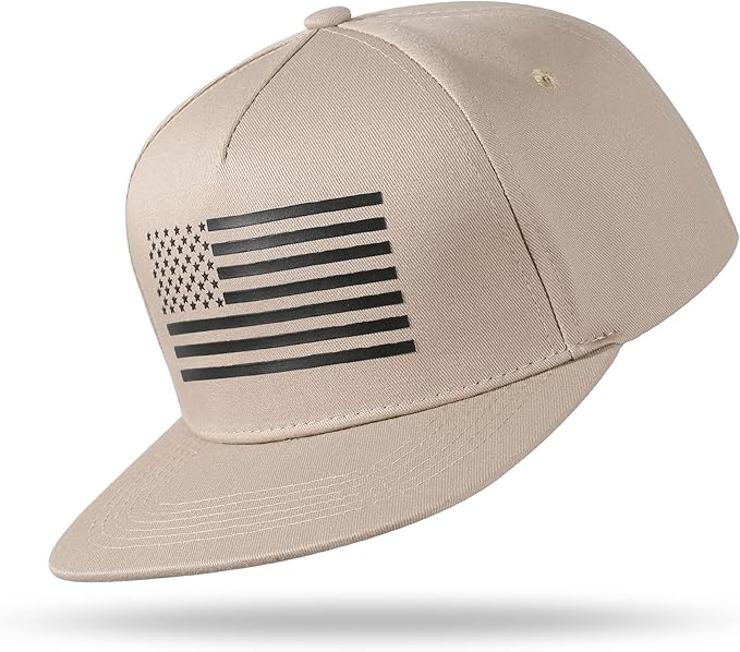 UALON Baseball Cap, Snapback Trucker Hat for Men & Women with American Flag and Adjustable, Breathable Mesh, Flat Bill Hats