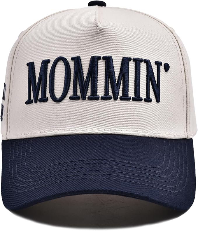 Women’s Mommin Trucker Hat – Vintage Two-Tone Ponytail Baseball Cap, Embroidered Adjustable Hat, Great Gift for Mom & Women