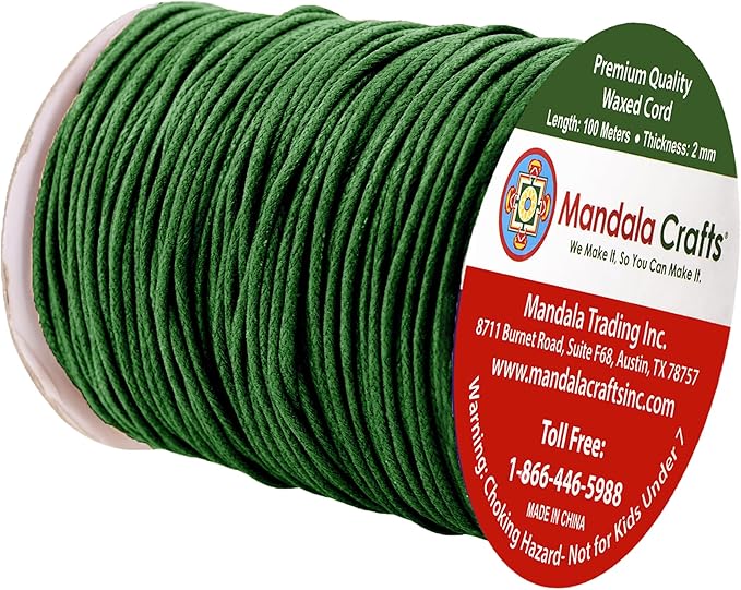 Mandala Crafts 2mm 109 Yards Evergreen Cotton Waxed Cord - Image 2