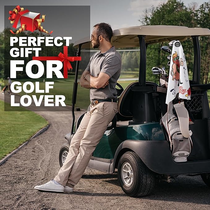 Golf Towel Magnetic Towel for Bags with Clip for Men & Women，Microfiber Fabric Waffle Pattern Golf Towels for Strong Hold to GolfCarts or Clubs (White Hotdog)