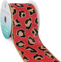 CT CRAFT LLC Burlap Leopard Fabric Wired Ribbon 2.5" x 10 Yards Red by CTCRAFTLLC