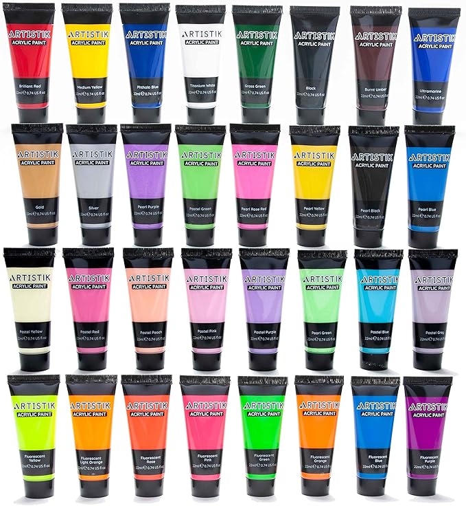 ARTISTIK Acrylic Paint Tube Set of 32-22ml Paint Tubes - Image 2