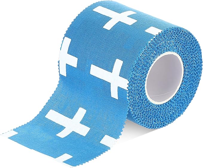 TrelaCo 1 Pcs Wrist Tape Baseball Cross Athletic 2in x 23ft Cotton Cross Wrist Tape Serrated Edges for Fingers Ankles Injury Wrap, Football Baseball Hockey Soccer (Blue)