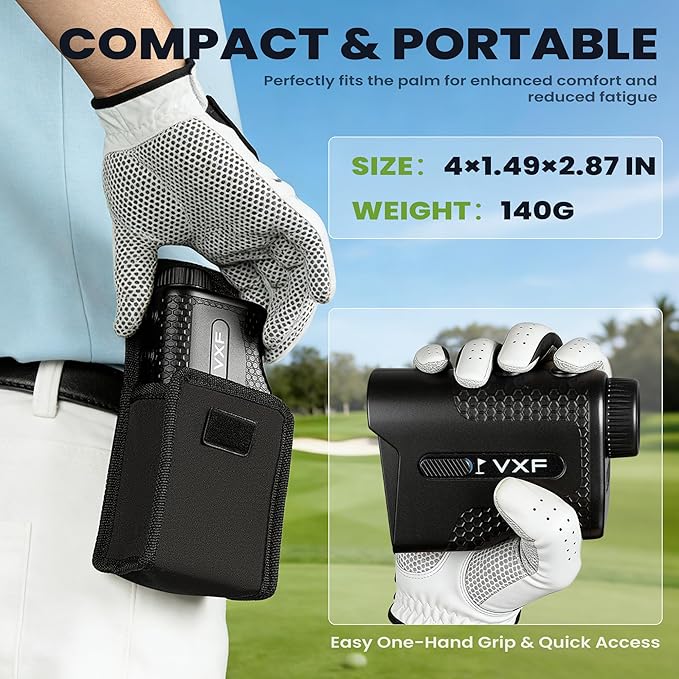 VXF Range Finder Golf, with Flag Lock Vibration (Class 1 Safe Laser), 6.5X Magnification, USB-C Rechargeable (Golf Accessories for Men)