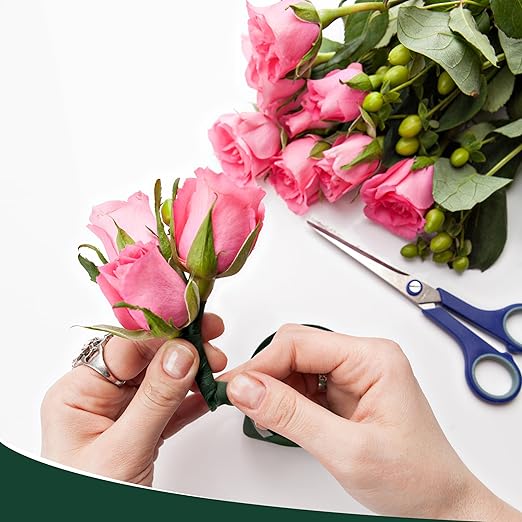 DF DUALFERV 12 Rolls Dark Green Floral Tape Stem Wrap, 1/2" Wide Flower Tape - Image 5