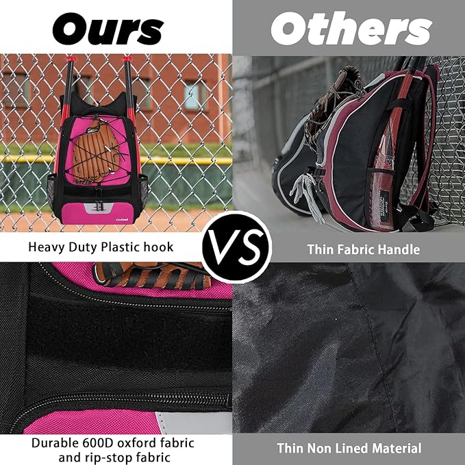 Goloni | Baseball Backpack,Baseball Bag for Adult,Softball Bat Bag with Shoes Compartment,Large Main Compartment for Helmet & accessories, Fence Hook