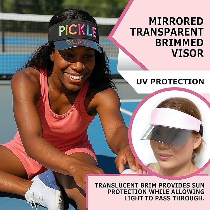 Funky Junque Women's UV 50 Adjustable Sun Visor - Golf Tennis Pickleball - Sports Themes Solid Colors Easter Pastels